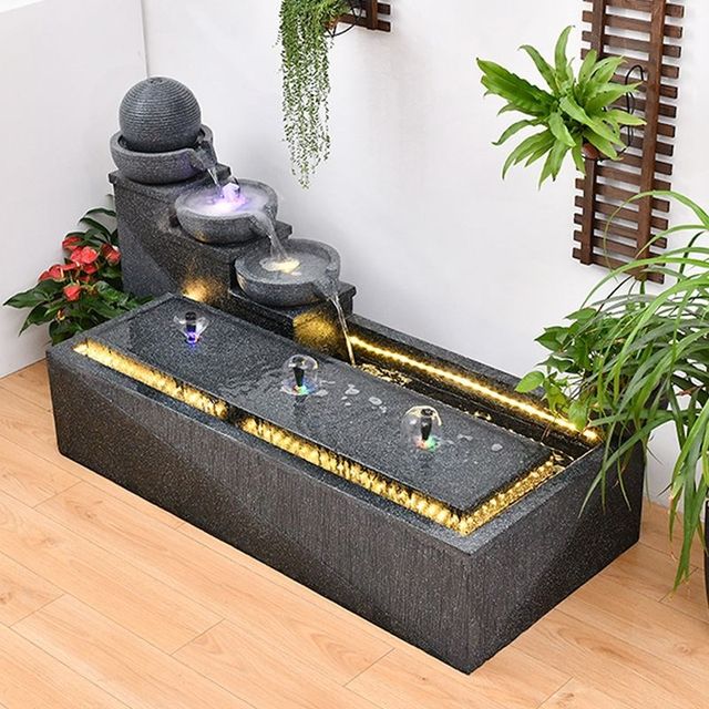 
European-style creative circulating ball flowing water ornaments home indoor fountain fortune fish pond craft Z-grade porch landscaping