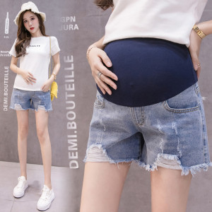 
Maternity pants for summer outer wear ripped denim shorts 2023 new maternity leggings summer style pregnancy belly support pants