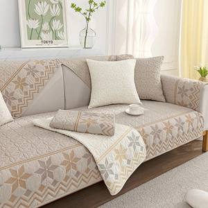 
Sofa cushion for all seasons, non-slip pure cotton fabric seat cushion, simple and modern 2025 leather sofa cover cover cloth for home