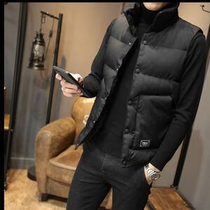 Autumn and winter vest men's Korean edition tide brand slim -fitting vest thickened horse clip down cotton jacket