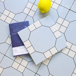 Retro French-Style Light Blue Geometric Tiles for Bathroom, Guesthouse, Commercial Space, Restaurant Wall and Floor Tiles, Square Tiles, Ceramic Tiles