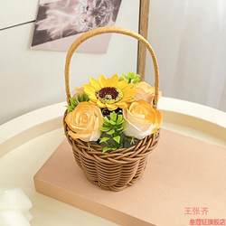 Preserved Flowers, Artificial Flowers, Tulips, Twisted Sticks, Dried Flowers, Handmade Wicker Small Flower Baskets, Home Decoration, Souvenirs