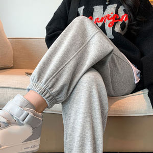 
Gray sweatpants for women 2026 autumn and winter new style loose leggings plus velvet warm cotton pants for small people casual trousers for women