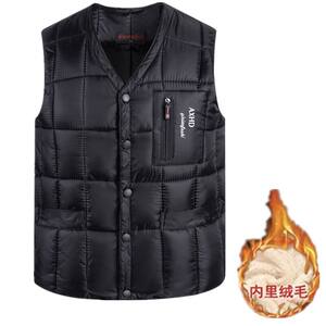 
Autumn and winter plus velvet vest for middle-aged and elderly people, thickened liner, men's waistcoat, dad's warm vest, down cotton, large size horse