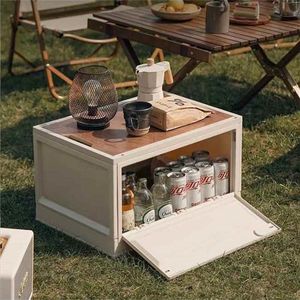 Outdoor camp storage box can be folded and tidy -finished box -car wood grain trunk home portable large -capacity storage box