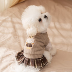 Autumn and Winter Dog Clothes, College Style Bear Couple Outfits, Two-Piece Set, Bichon Warm Two-Legged Clothing, Pet Clothing