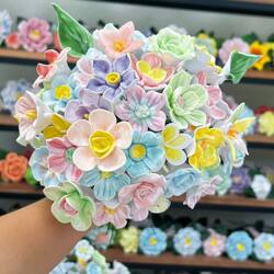 Jingde Internet-Famous Handmade Ceramic Eternal Artificial Flowers Creative Desktop Gift Ceramic Flower Handmade Gift First Birthday Gift