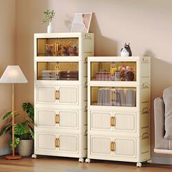 Thickened Large-Capacity Living Room Storage Cabinet, Children's Snack Storage Box, Foldable, Installation-Free Utility Cabinet, Multi-Layer Cabinet