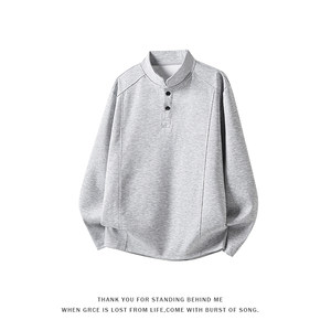 
Veluya American heavyweight velvet thickened Henry collar sweatshirt men's autumn and winter deconstructed couple's bottoming shirt