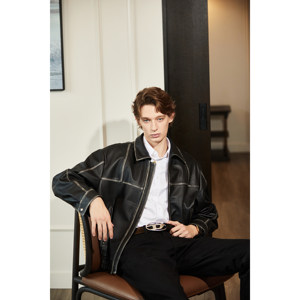 
Uncle Te men's clothing Anluo cowhide genuine leather leather jacket men's business casual early spring jacket simple