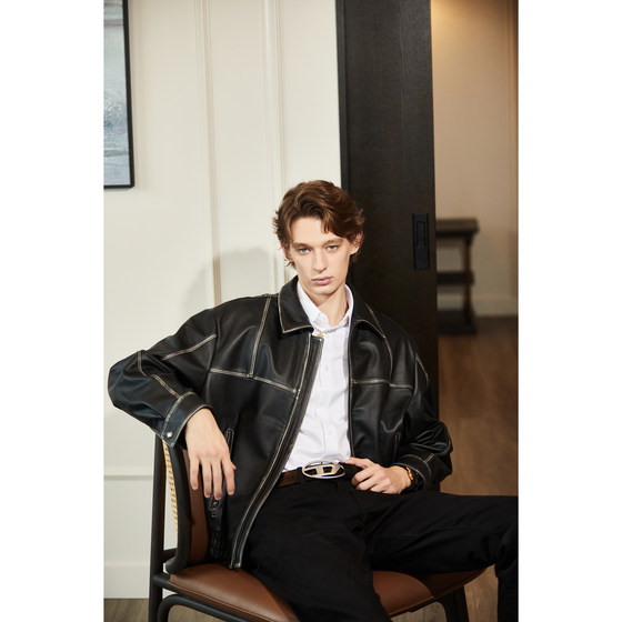 
Uncle Te men's clothing Anluo cowhide genuine leather leather jacket men's business casual early spring jacket simple