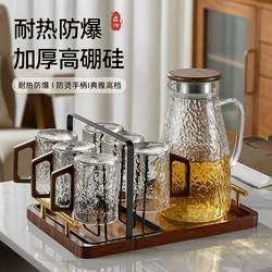 High Borosilicate Glass Cold Water Pitcher Set for Home Use, Thickened, Heat-Resistant, Large Capacity for Storing Fruit Juice, Tea, and Cold Boiled Water
