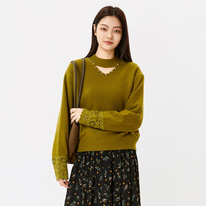 
Miao Sweater Knitwear 2026 Spring Half Turtle Collar Pullover Spliced Long Sleeve Sweater Versatile Women's Clothing
