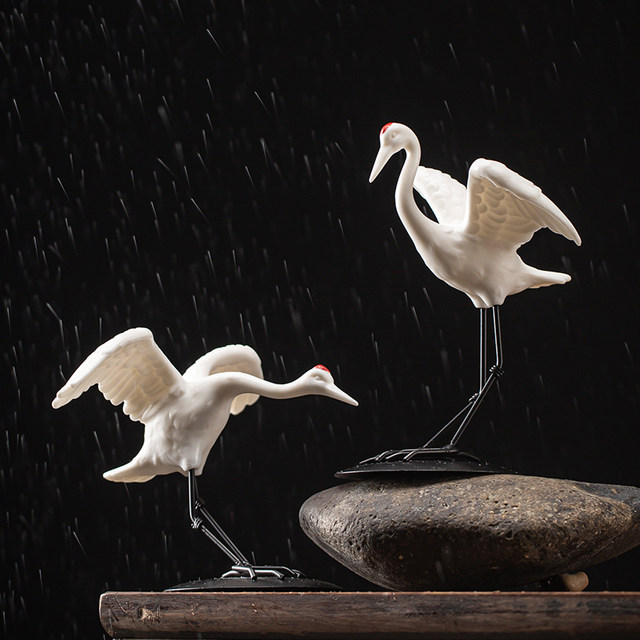 Refiners Creative Ceramics Crane Display Home Tea Table Decoration Words Fish Tank Landscape Micro Landscape Gardening Accessories
