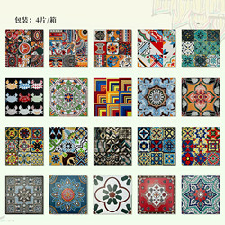 Tangka Pattern Tiles 600X600 Bohemian Indian Style Colorful Retro Tiles Mosaic Pattern Non-Slip Floor Tiles