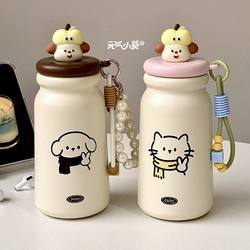 Couple's Thermos Cup 2025 New Model High-Value Portable Apple Dog Children's Straw Water Cup for Boys and Girls Students
