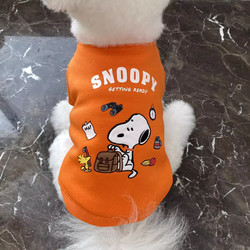 Bichon Teddy Bulldog Dog German Velvet Warm Clothes Orange Cartoon Print Small Dog Comfortable Pet Clothing