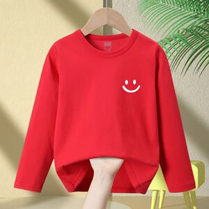 
Children's red long-sleeved T-shirt spring children's clothing boys' zodiac year tops medium-sized children's girls pure cotton bottoming shirt thin