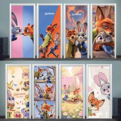 Zootopia Door Stickers, Water and Electricity Well Door Stickers, Self-Adhesive Cover-Up Renovation Stickers for Glass Doors, Wooden Doors, Bedroom Doors