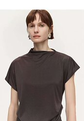 3.20+【Limited Purchase Offer. No Returns or Exchanges】Half-High Collar Versatile High-Elastic Slim-Fit Slimming Short-Sleeve T-Shirt 8007