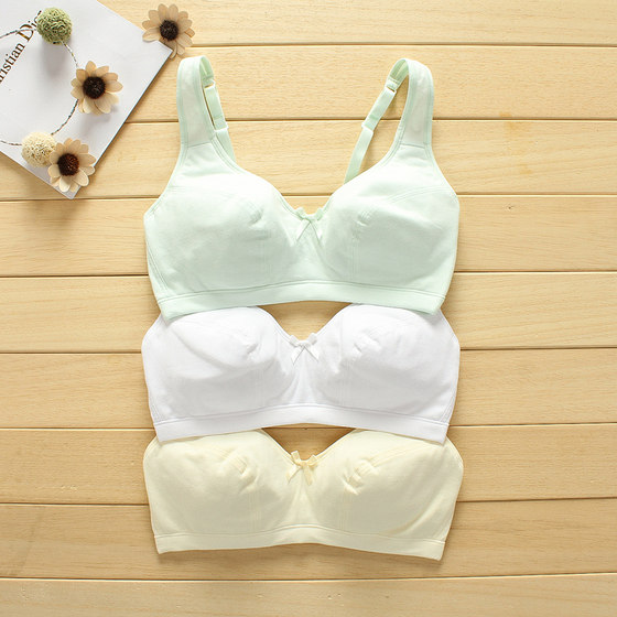 Solid color pure cotton girl bras development period high school student underwear no steel ring without sponge pad ladies bra
