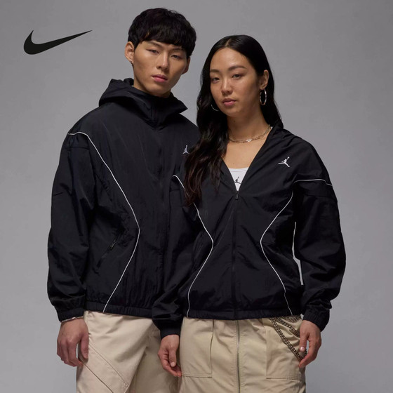 
Jordan Nike Men's and Women's Jackets New Jumpman Embroidered Logo Loose Woven Hooded Jacket IB7625-010