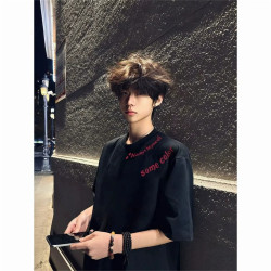 American High Street Letter Print Short-Sleeved T-Shirt Men's 2026 New Summer Half-Sleeved Couple's Wear Pure Cotton Top