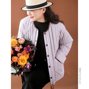 Production of small ears [men's and women's same paragraphs] cotton vertical pattern couple thick coats casual minimalist commute cotton clothing