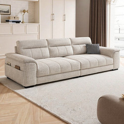 French-Style Cream-Colored Cotton and Linen Fabric Sofa for Living Room, 2026 New Model, Suitable for Large and Small Homes, Removable and Washable Straight-Row Sofa