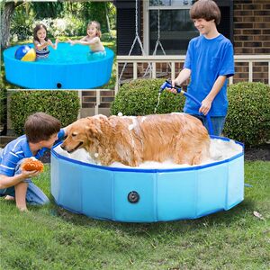 
Wear-resistant and sun-resistant inflatable dog and cat bathing pool folding children's beach toy play pool golden retriever pet swimming pool