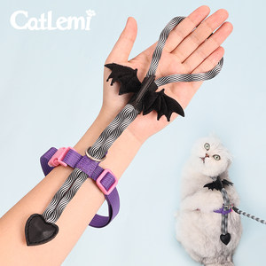
catlemi cat traction rope, pet cat walking rope, adjustable anti-breakaway cat rope, chest and back rope when going out