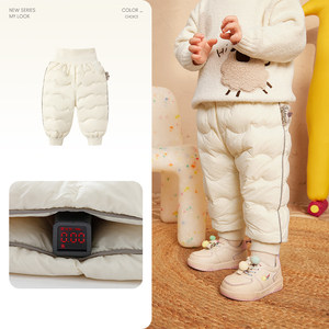 
Children's down pants for boys trousers for girls 2023 new winter children's warm pants for high waist and belly protection