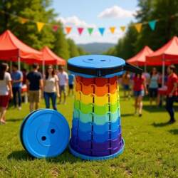 Telescopic Folding Stool, Adjustable and Portable, Popular Online, Suitable for Outdoor Travel, Fishing, and Home Use, Made of Plastic