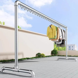 Steel Pipe Clothes Drying Rack, Freestanding, for Bedroom, Home, Indoor, Balcony, Outdoor, Movable, for Hanging and Drying Clothes, Water Pipe Clothes Rod