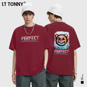 
Trendy brand I.T TONNY official street style sports print new loose casual couple style short-sleeved T-shirt YF