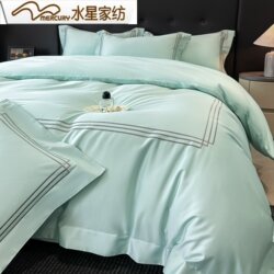 Mercury Home Textiles High-End Pure Cotton Embroidered Four-Piece Set, Simple and Skin-Friendly Long-Staple Cotton Duvet Cover, Bed Sheet, Bedding