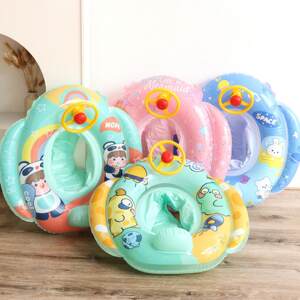 
Thickened baby swimming ring children cartoon sponge bottom steering wheel seat ring infant toddler sitting inflatable water swimming ring