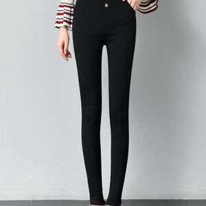 Belove pants female wearing 2023 spring and autumn and winter new high -waisted high -waist plus pants black pencil pants small black pants
