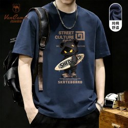 Western Camel American Retro Short-Sleeve Men's 2026 New Heavyweight Pure Cotton Summer Slim-Fit Versatile Men's T-Shirt