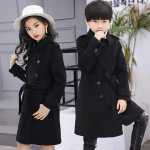 
Boys woolen coat 2021 new style girls big children fashionable coat children woolen girls girl boy mid-length style