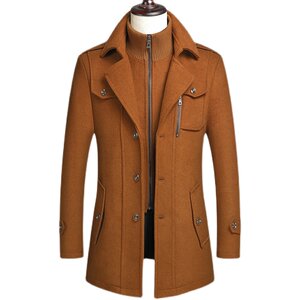 Winter new middle -aged men's wool woolen coat coat leisure middle -aged and elderly people thickened woolen jacket dad