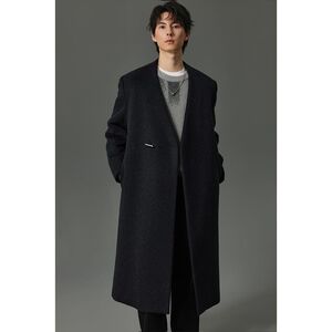 W2X2024 Winter new modelless scarf model plus cotton thick wool woolen coat men's middle length Nizi jacket
