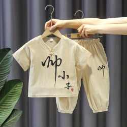 Children's Hanfu 2023 New Style Baby One-Year-Old Formal Wear Tang Suit for Boys, Summer Fashionable and Stylish Ancient Costume Two-Piece Set Trendy