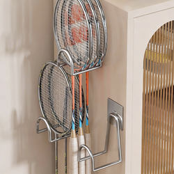 Badminton Racket Storage Rack, Wall-Mounted Tennis Racket Holder, No-Drill Badminton Court Hook, Dedicated Display Rack