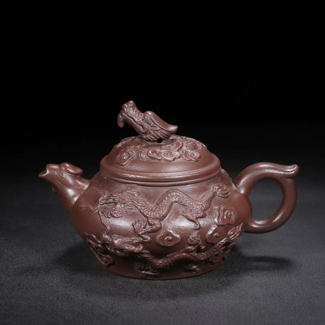 正宗原矿红泥仿名家裴石民手工制龙头老大紫砂壶功夫茶用具300cc
