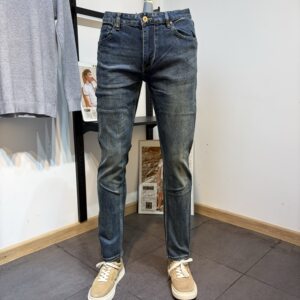 
JJ men's clothing men's spring and autumn slim fit small feet small straight fashion slim blue jeans men's trendy trousers