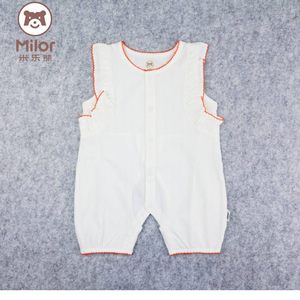 
Milo Bear Baby Summer Clothing Harness Knitted Vertical Striped Crotch Jumpsuit Girls Short Sleeve Romper Suit Category A M1H3669B