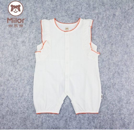 
Milo Bear Baby Summer Clothing Harness Knitted Vertical Striped Crotch Jumpsuit Girls Short Sleeve Romper Suit Category A M1H3669B