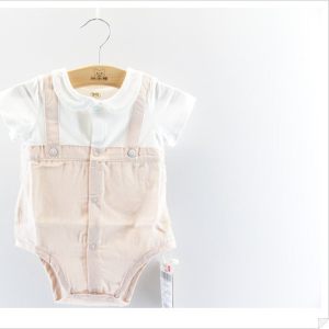 
Milo Bear M3H3017B polka dot fake two-piece baby summer clothing short-sleeved triangle rompers new one-piece