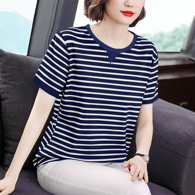 Pure cotton t-shirt short-sleeved women's summer clothes new loose ...